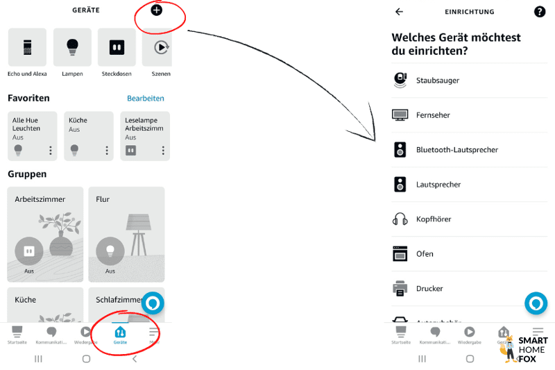 Neue Smart Home Geräte werden in der Alexa App hinzugefügt